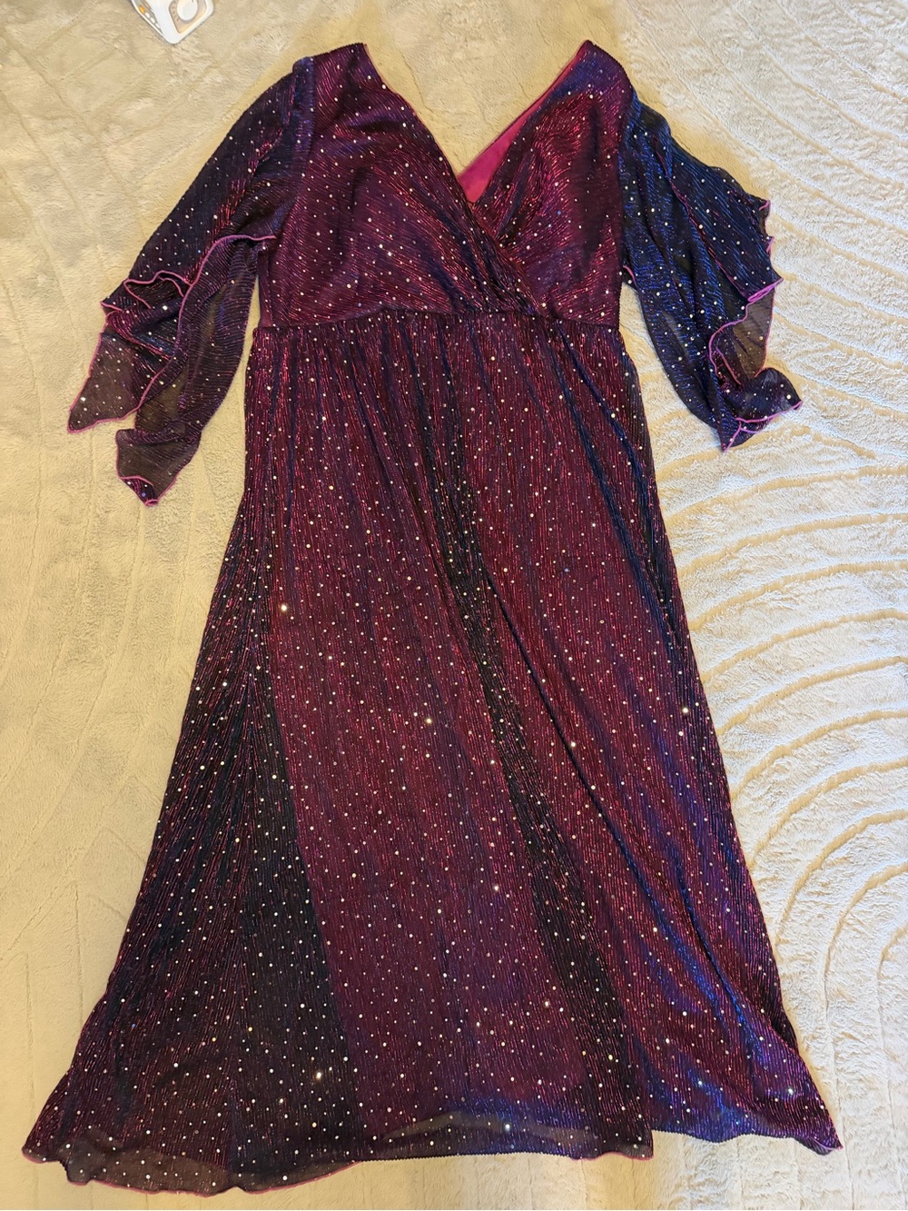 SHEIN Glittery Plum Wrap Maxi Dress